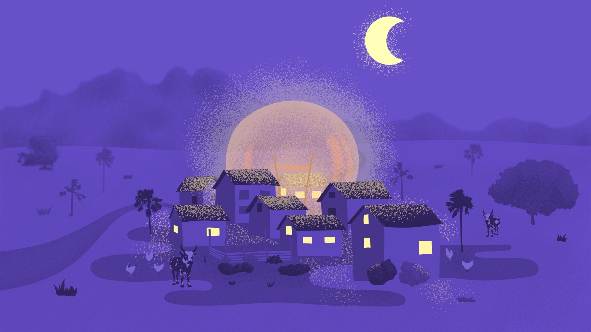 Village de nuit à Madagascar